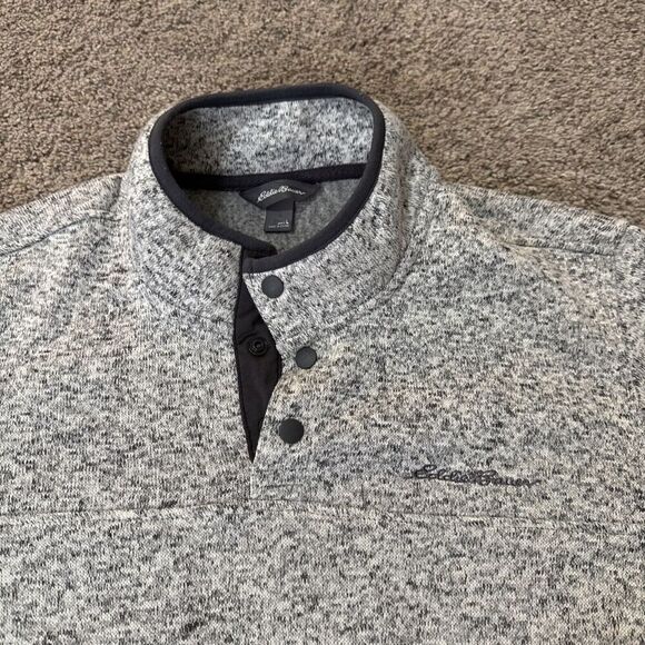 Eddie Bauer Henley Sweater Mens L Fleece Knit 1/4 Button PullOver Preppy Golf - Picture 4 of 9